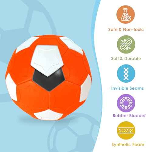 Curve Soccer Ball for Kids Size 4, Swerve Soft Soccer Ball for Boys and Girls, Indoor and Outdoor Activities Games, Safe Kick Play in Inside House, Backyard and Lawn, Comes with Pump