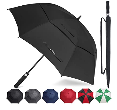 ACEIken Large Windproof Golf Umbrella 72 Inch Double Canopy Black