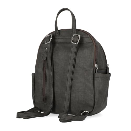 Women's Vegan Leather Backpack - Adele, Black Heirloom - MultiSac