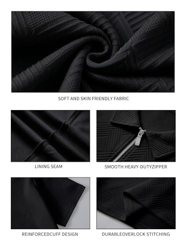 Men's 2-Piece Tracksuit Sets Long Sleeve Polo Sweat Suit - Medium Black