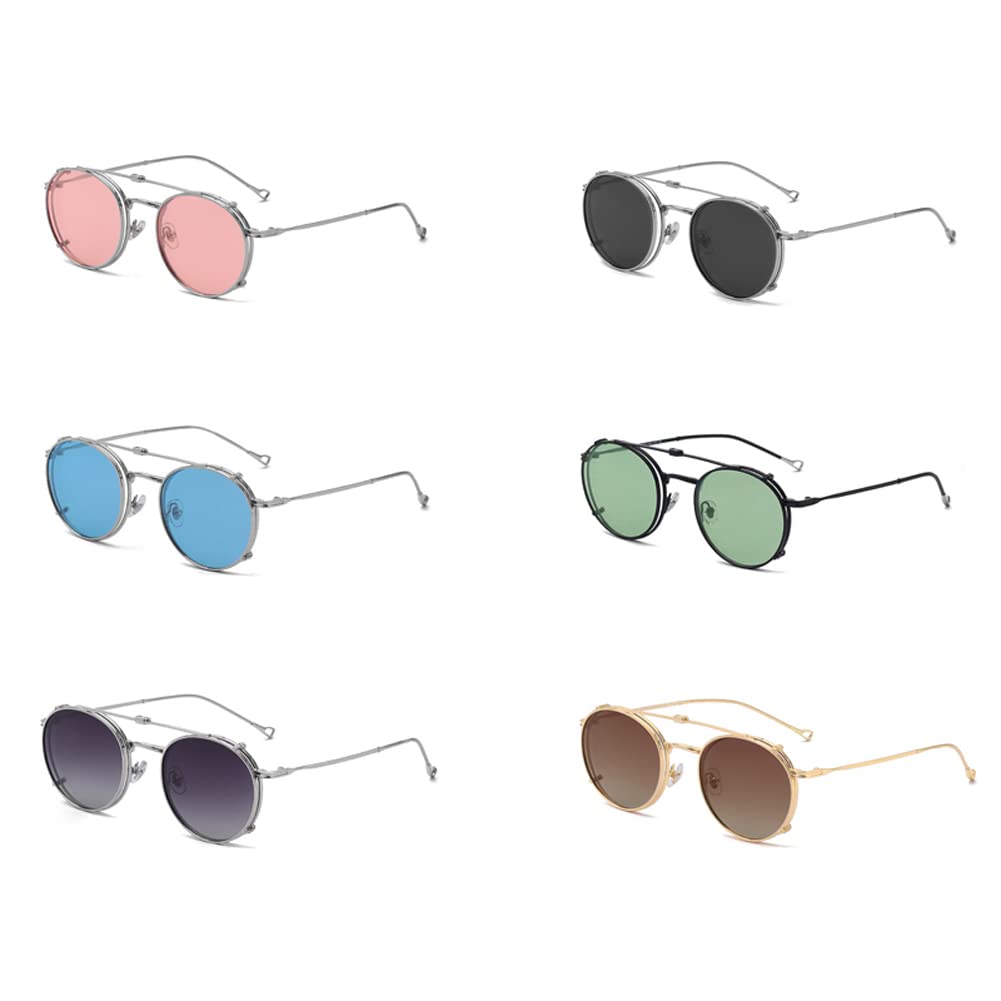 Flip Up Glasses with Polarized Sunglasses Lens Clip on Sun Glasses for Men Women Green Pink Blue