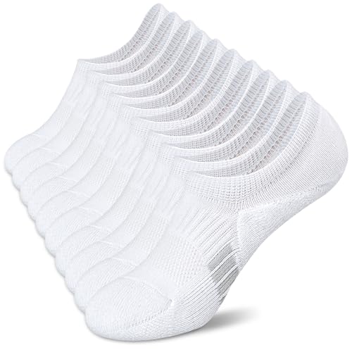 Amutost Women's No Show Socks 5-8 Pairs White Anti-Slip Cushioned Breathable