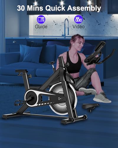Exercise Bike,Adjustable Resistance Indoor Cycling Bike for Home Exercise - Stationary Bike with Smartphone Holder, LCD Display & Heart Rate Monitor