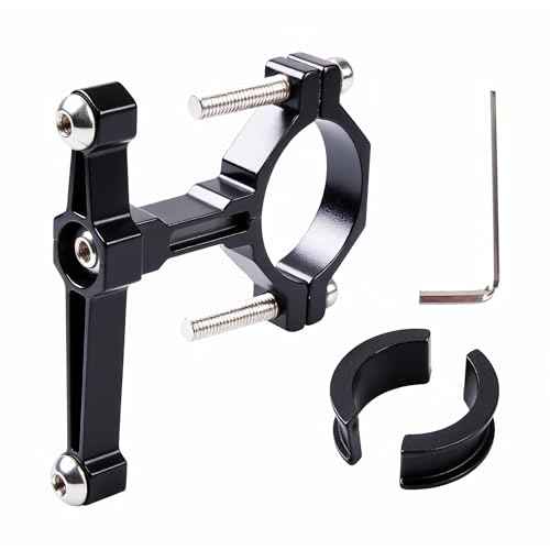 Adjustable Bike Water Bottle Cage Adapter,Anodized Aluminum Alloy Mount for Handlebars Seatposts,Universal Adapter for MTB/Road/E-Bike/Kids Bike, Includes Hex Wrench Anti-Slip Spacers (1, Black)