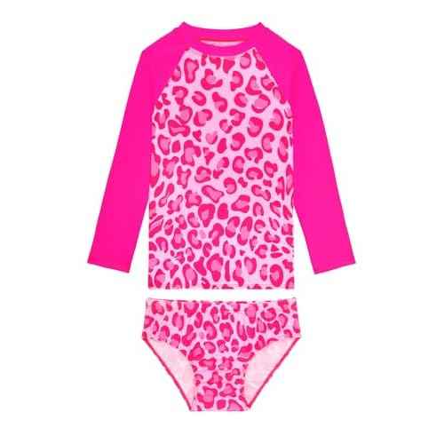 Girls Swimsuit Long Sleeve Rush Guard Bathing Suit Swimwear with Bikini Bottom Sun Protection