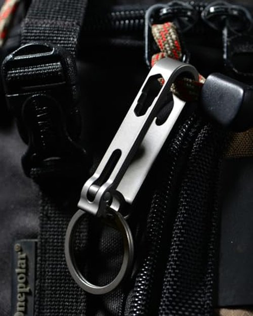 Tikey Titanium Belt Key Holder,Quick-Release Keychain Clip, Bottle Opener/Wrench Keychain,EDC Climbing Buckle