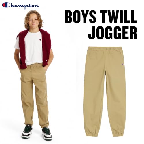Champion Boys Twill Jogger Pants - Large Khaki Stretch Cotton Athletic Pants