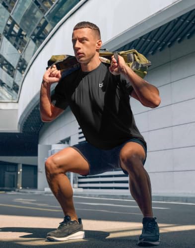 Men's Athletic Workout T-Shirts - Moisture Wicking Running Shirt, XX-Large Tall, Black