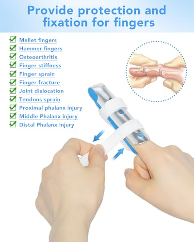 Large Metal Finger Splint Support Brace 2PCS Blue All Sizes