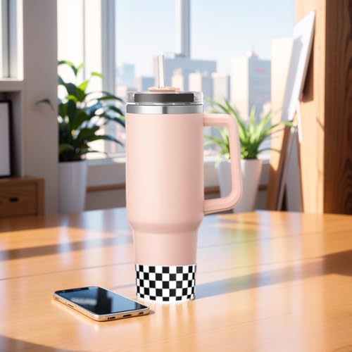 GENLEAS 1 PCS Checkered Pattern Protective Silicone Boot for Stanley Tumbler 20oz-40oz, for Hydro Flask Water Bottle 12oz-24oz, Anti-Slip Sleeve for Bottles with 2.88-2.97in Bottom