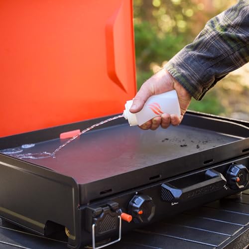 Camping Griddle Tool Kit - 6 Piece with Spatulas, Tongs, Scraper & Bottles