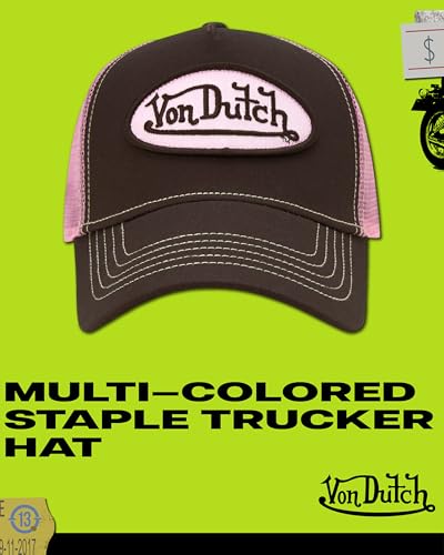 Unisex Trucker Hat with Mesh Back and Colorblock Design - One Size Brown Pink
