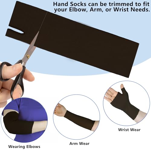 Hand Socks for Splint (Pack of 6),Thin Stockinette Tubing for Arm,Wrist Brace with Thumb Spica Liner for Men and Wome,Breathable Cotton Gauze Sleeve,Comfy Under Cast Wrap(Black,Large)
