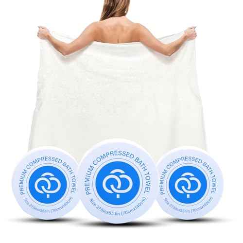 Compressed Towel Tablets, 3 Pack Disposable Bath Towels 55.1 in x 27.5 in Large Bath Travel Towel Reusable for Hotel Camping Sports Hiking Beach Swimming Vacation