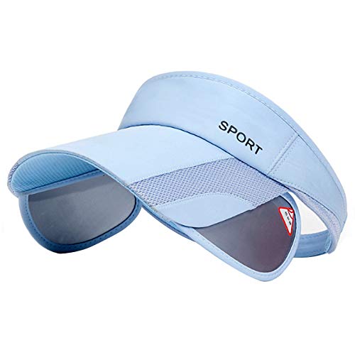 Women’s Summer Sun Visor Hat with Retractable Brim - Blue, UV Protection, Adjustable Golf & Beach Hat