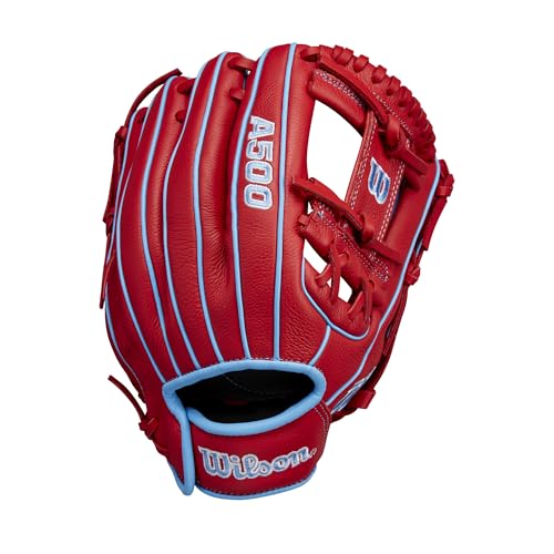 Youth Infield Baseball Glove 11.5 Inch Left Hand Throw Red Blue White