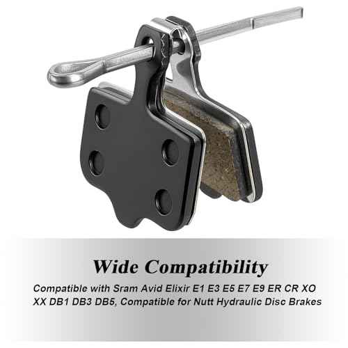4 Pairs Bike Brake Pads, MTB Disc Brake Pads with Installation Tools, Compatible for Sram Avid Elixir E1 E3 E5 E7 E9 ER CR XO XX DB1 DB3 DB5, Compatible for Nutt Hydraulic Disc Brakes