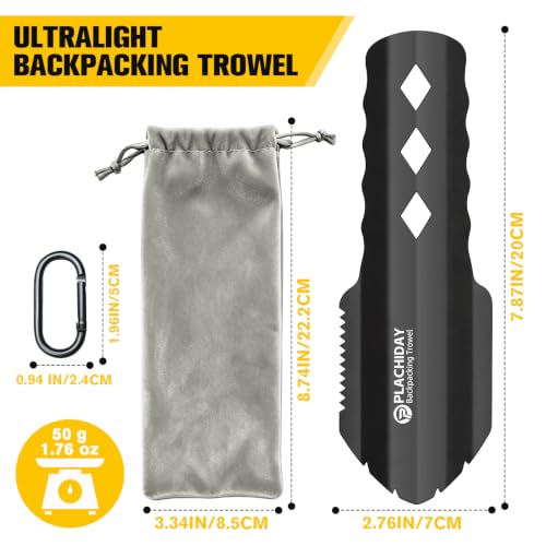 Ultralight Camping Shovel - Aluminum Backpacking Trowel Black Size 3
