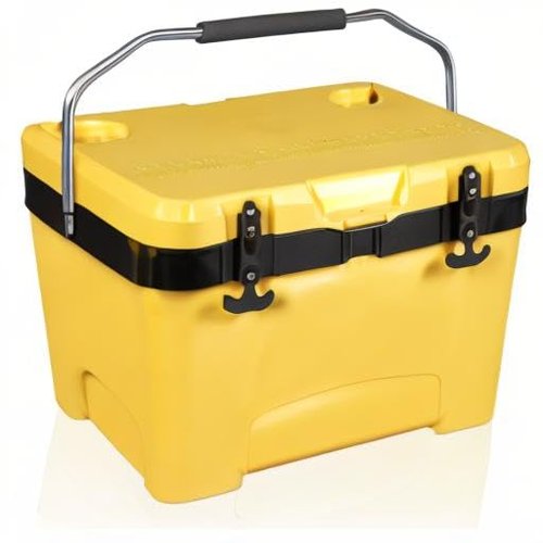 YELLOW JACKET 27 Quart Ice Cooler, Portable Ice Chest Hard Cooler Box with Retention Insulation and Heavy Duty Handle for Camping, Picnic, Beach, Drink, Beverage, Fishing,Yellow