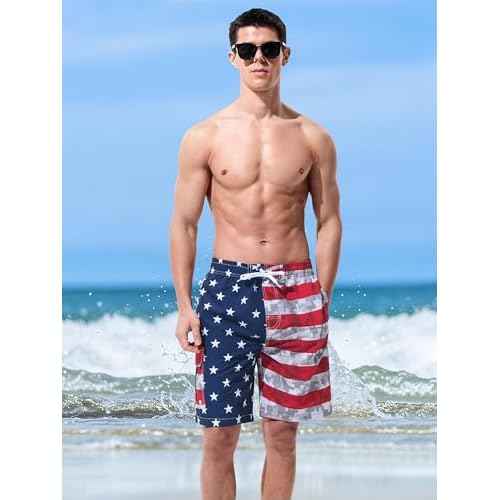 Mens Swim Trunks Board Shorts Swim Shorts Quick Dry 9 Inch Beach Swimwear