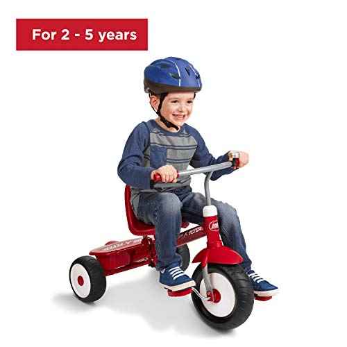 Radio Flyer Deluxe Steer & Stroll Kids Tricycle, Toddler Trike for Ages 2-5, Red