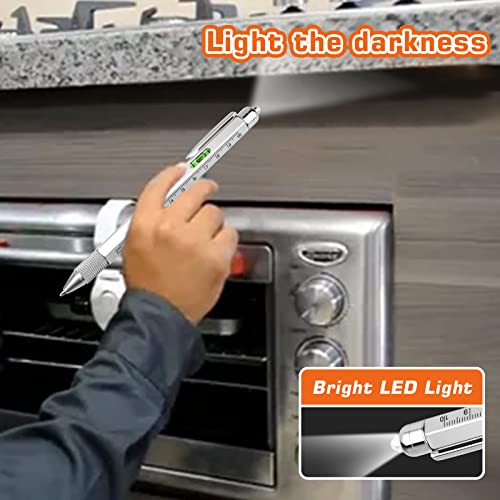 Multi Tool Pen 9-in-1 DIY Gadget for Men Dad Handyman - Silver