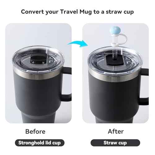 Silicone Straw Lid Accessories Set Compatible with YETI 30 oz Travel Mug, Convert Stronghold Lid to Straw Lid, Magnetic Slider Replacement, Including Straws, Spill Stoppers and Straw Covers