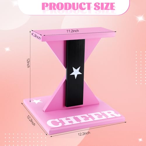 Pink Cheerleading Balance Trainer 12.2 x 13.19 Inch Wood Stunt Training Stand for Flexibility & Core Strength