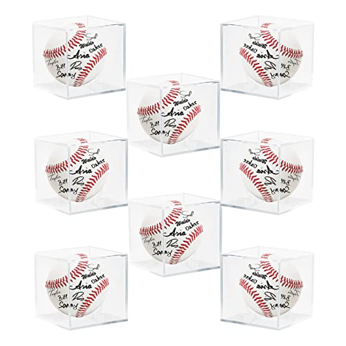 8 Pack Acrylic Baseball Display Case UV Protected Clear Cube with Stand - Variation of 8 PC
