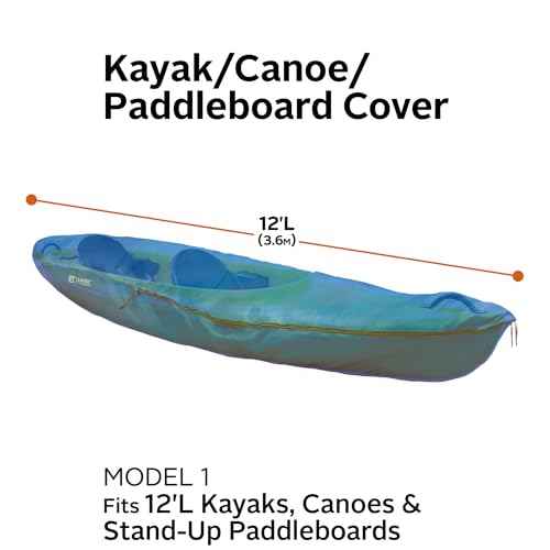 Classic Accessories Stellex Canoe, Kayak and Stand-Up Paddleboard Cover, Fits up to 12'L, Model 1