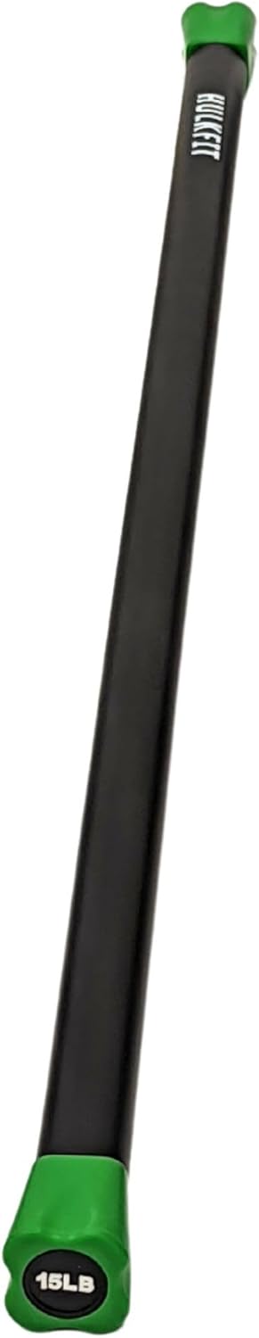 HulkFit Total Body Workout Weighted Exercise Bar Exercise Equipment for Mobility and Strength Training Squats, Lunges, Bench Press, and Deadlifts - Multiple Weights and Multicolor