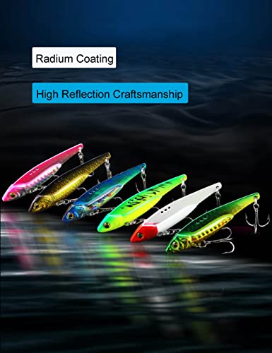 Blade Bait Bass Fishing Lures Set 6pcs 2.75in 20g Sinking VIB Hard Swimbaits - B-2.7in-0.7oz-6pcs