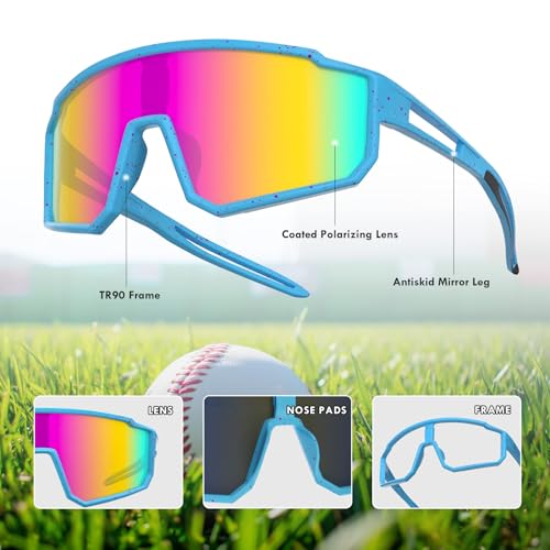 Polarized Sports Sunglasses UV400 Protection for Men Women Youth Outdoor Cycling Running Golf