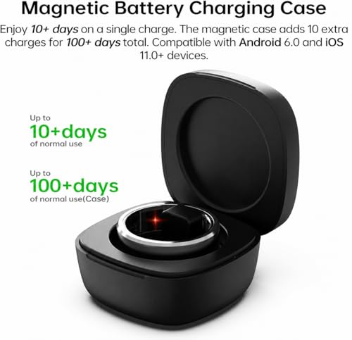 ZBNMY Smart Ring for Women & Men - Fitness Tracker with Heart Rate, Sleep, Steps, Waterproof, Black, Size 11