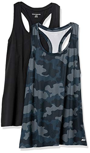 Women's Active Quick Dry Tank Top Racerback Scoop Neck Multipack - Black & Grey Camo, XL