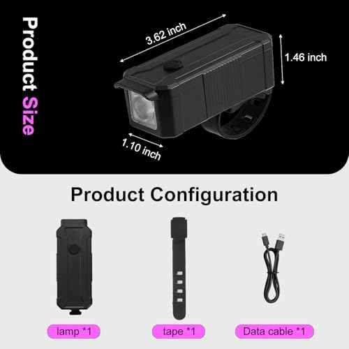 Qisan 80 Lumens Front Rechargeable Bike Lights for Night Riding 3 Modes USB-C Waterproof Led Light for Bicycle | Safety Cycling Accessories for Road, Mountain & Cycling | Mini Bike Headlight
