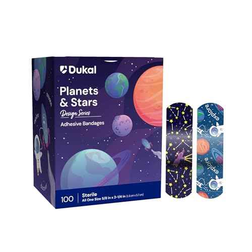 Dukal Design Series Planet and Stars Adhesive Bandages, 5/8¡± x 2-1/4 (Box of 100)