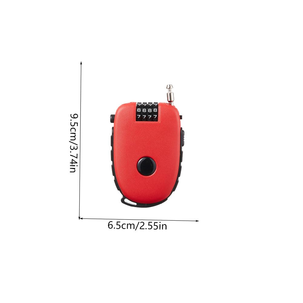 Dsadrwq 2 Pcs Portable Steel Wire Lock Cable Anti-Theft Telescopic Retractable Combination Security Lock for Bicycle, Trunk, Lockers (Red)