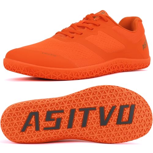 Men's Wide Zero Drop Cross Trainer Shoes - Fluorescent Orange, 11