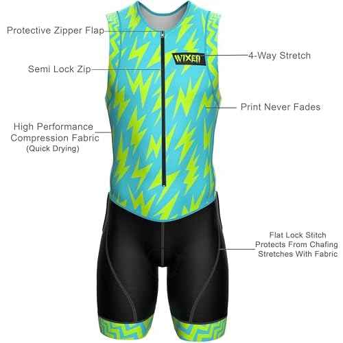 Wixen Men¡¯s Triathlon Suit ?Breathable & Padded Tri Suit for Swim, Bike & Run | Race Day Gear for Triathletes