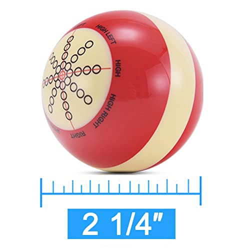 Professional Billiard Cue Ball - AAA-Grade Resin Practice Training Ball, 2-1/4 inch, 6 oz, Red & White