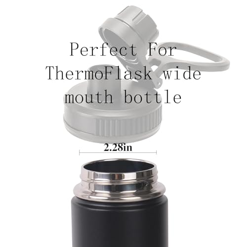 2 Pack Lid Replacement Compatible with Thermoflask, Leak Proof lid Fits for Thermoflask 16 18 24 32 40 64oz Wide Mouth Bottle, Handle Easy to Carry, BPA Free.