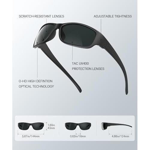 Sunglasses Men Polarized Mens Sunglasses, Wrap Around Sports Sun Glasses for Cycling Running with UV400 Protection