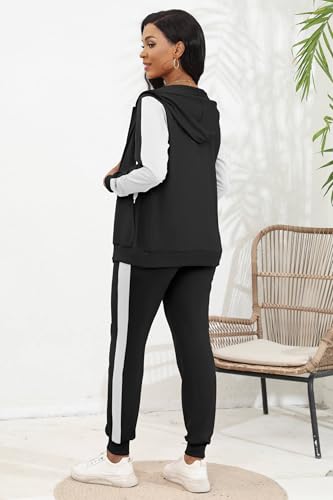 Women’s Track Suit Set X-Large Black White Patchwork 2-Piece Sweatsuit