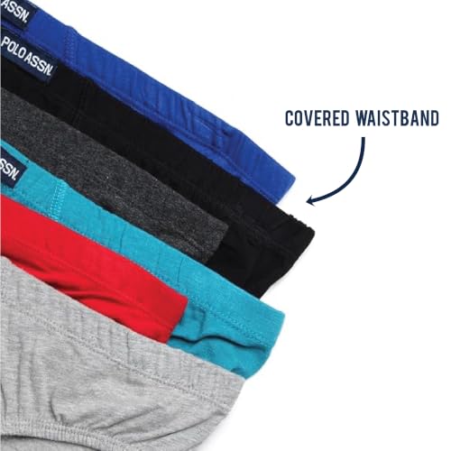 Men's Bikini Briefs 6 Pack Cotton Underwear with Pouch - XX-Large Heather Grey/Red/Teal/Black