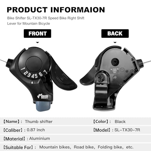Bike Shifter SL-TX30-7R, 7 Speed Bike Right Thumb Shift Lever for Mountain City Road Folding Bicycle