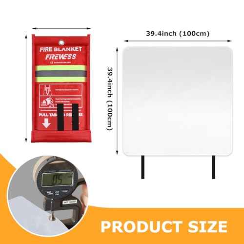 Emergency Fire Blanket, 1 Pack Fiberglass Flame Retardant Fire Blankets Emergency for Home, Kitchen, Car, Office, Grill, 39.4X 39.4inch Fire Extinguisher Blanket