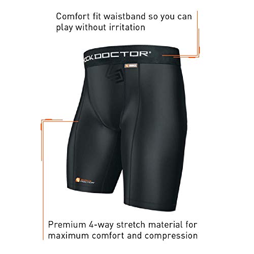 Youth Compression Shorts with Cup Pocket - Large White Athletic Supporter