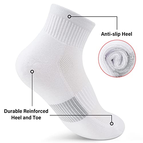 Gonii Ankle Socks Women Athletic Cushioned Running Hiking 6-8 White - 5 Pairs