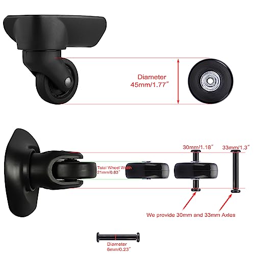 OwnMy 45mm x 18mm Luggage Wheels Replacement Kit Set of 4 - Suitcase Casters